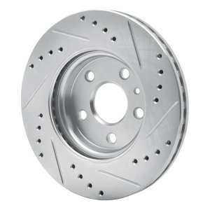 Chevrolet Bolt EV Brake Rotor (1) - Front Left - R1 Concepts - Drilled & Slotted - Silver - `11-`23